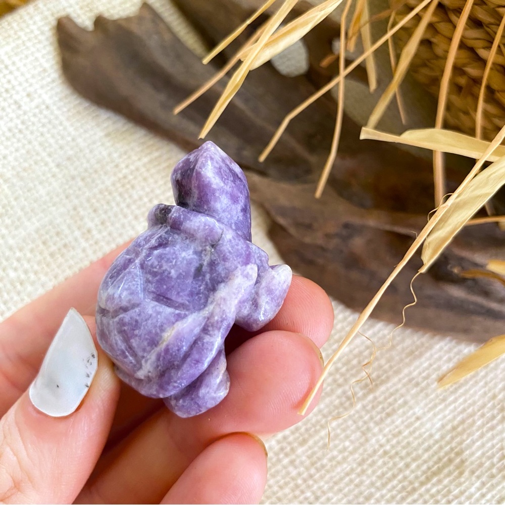 Lepidolite Turtle Crystal Gemstone Carving
